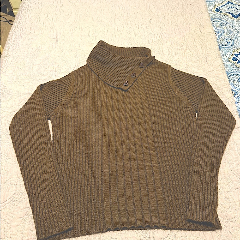 Large Derek Heart Brown Chunky Knit Turtleneck Sweater